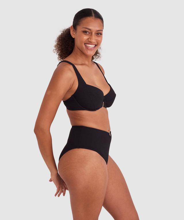 Cassie High Waist Bikini Bottom - Black