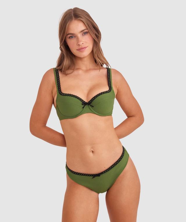 Lottie Push Up Balconette Bikini Top - Khaki