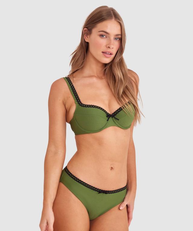 Lottie Push Up Balconette Bikini Top - Khaki