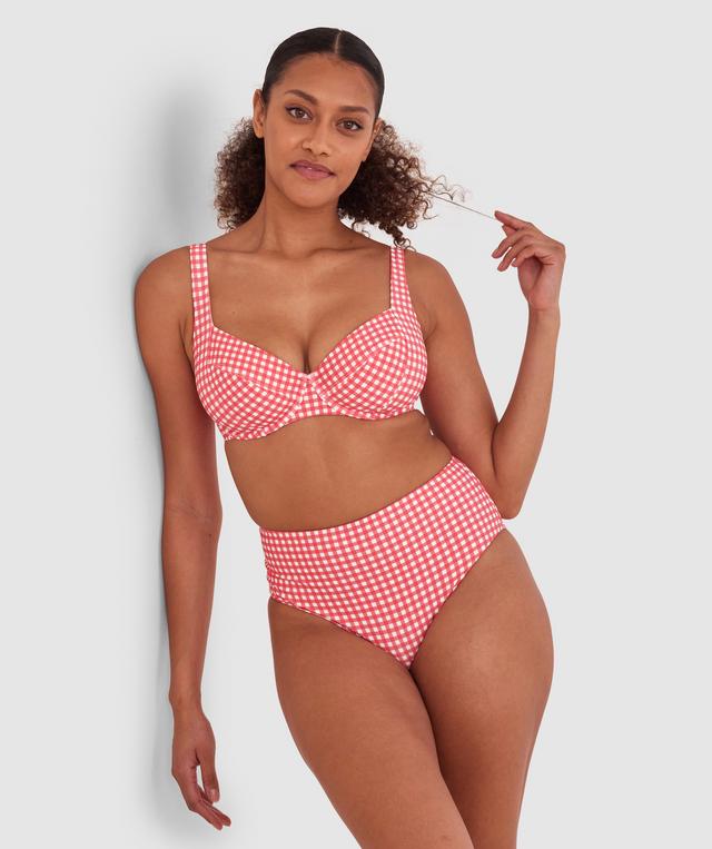 Maddison High Waist Bikini Bottom - Print Check