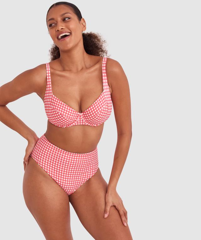 Maddison High Waist Bikini Bottom - Print Check