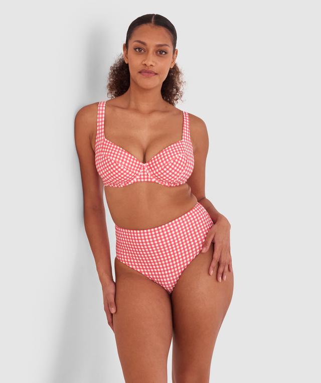 Maddison High Waist Bikini Bottom - Print Check
