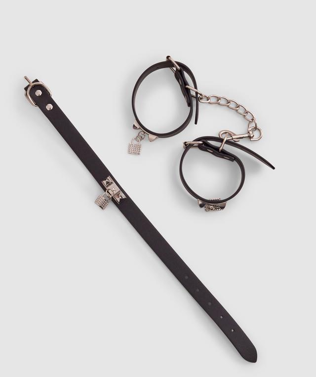 Night Games Come Closer Choker and Handcuff Set - Black