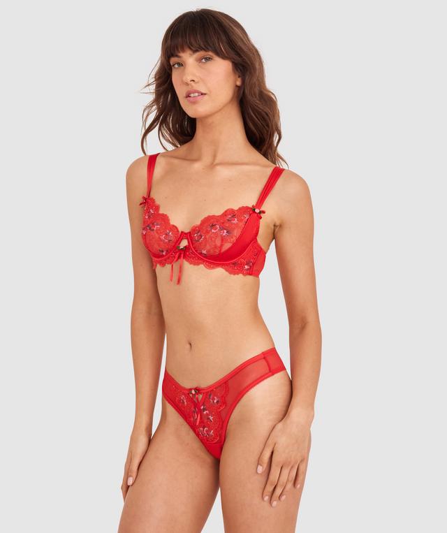 Enchanted Summertime Serenade High Leg G String-Light Red / Multi