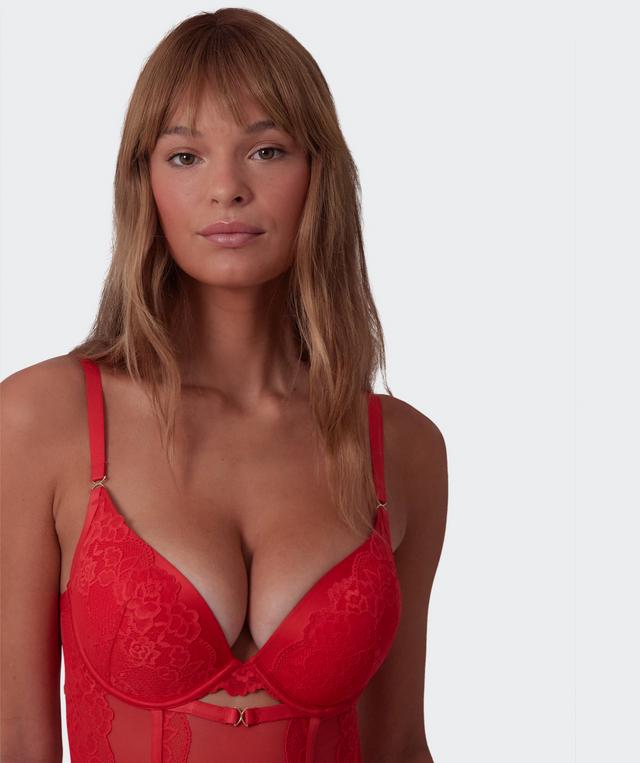 Imogen Push Up Bodysuit - Light Red