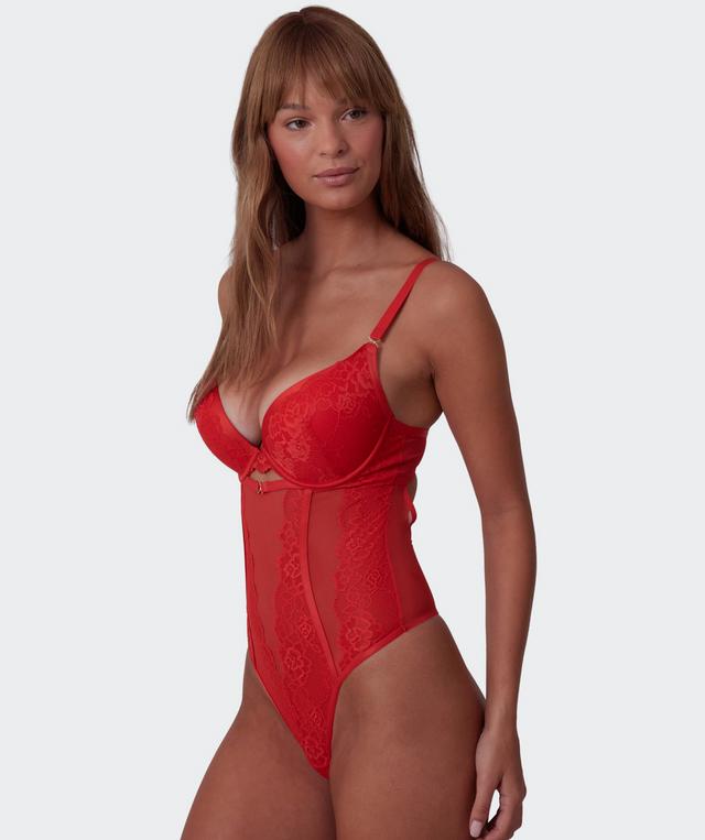 Imogen Push Up Bodysuit - Light Red