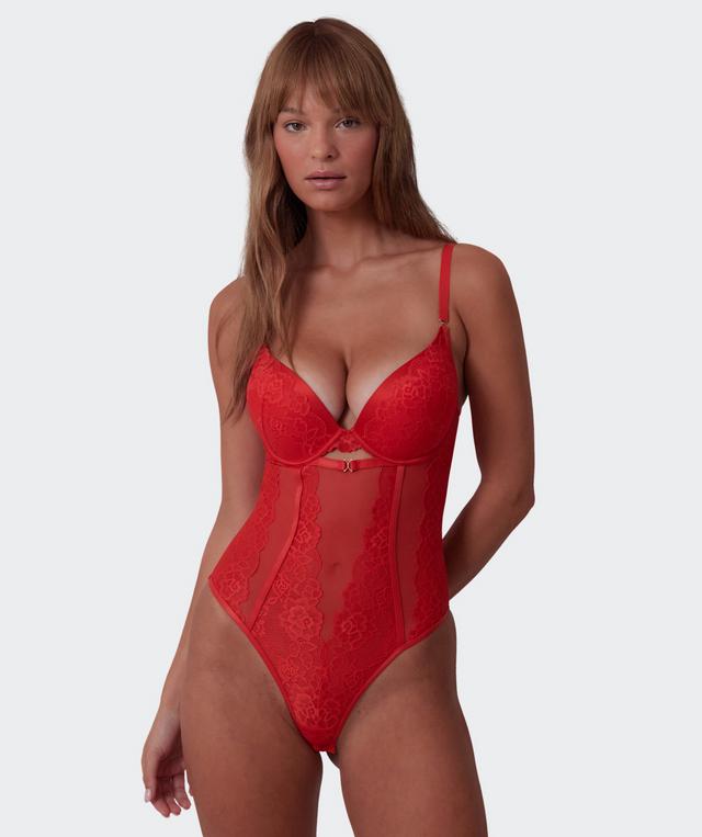 Imogen Push Up Bodysuit - Light Red