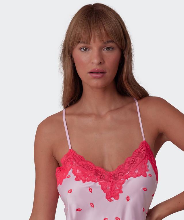 Angelica Kisses Short Slip - Print/Pink