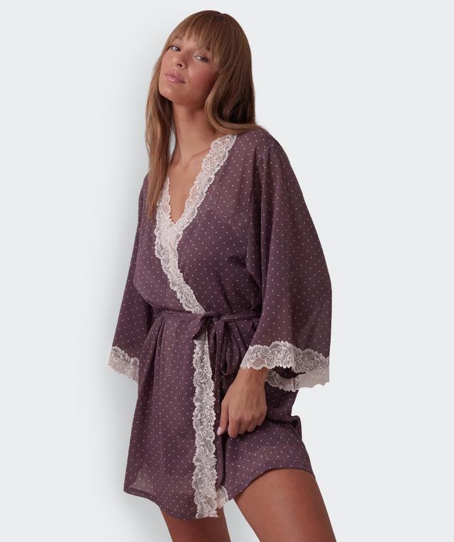 Elspeth Short Wrap - Print Spot/Grey