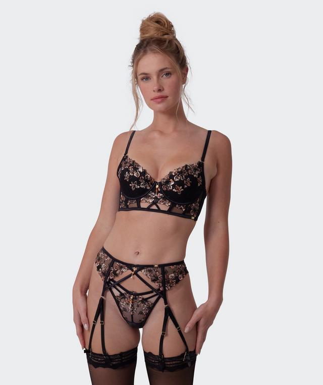 Vamp Allure Suspender - Black / Print Animal