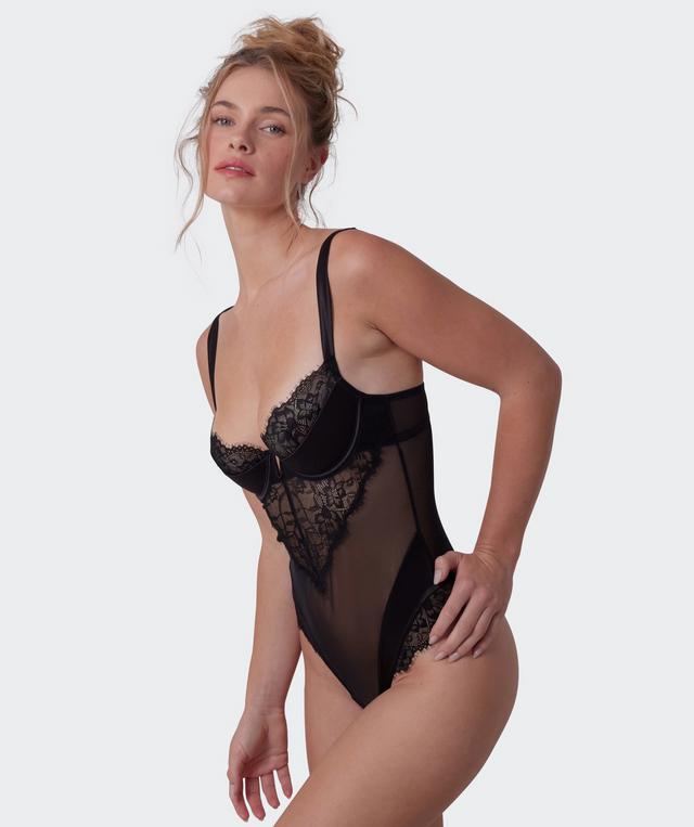 Vamp Two Can Play Push Up Bodysuit - Black