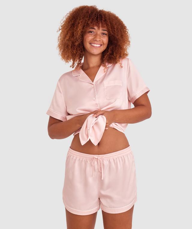 Liquid Satin Short - Pale Pink/White