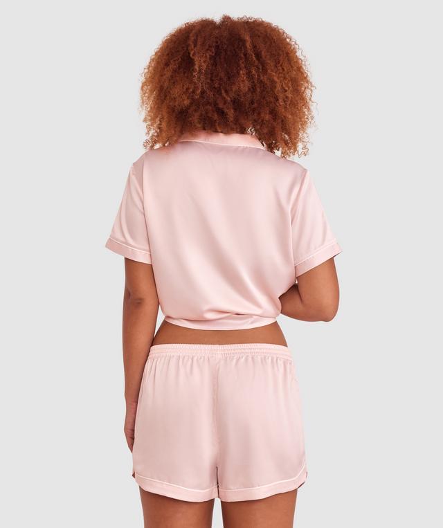 Liquid Satin Short - Pale Pink/White