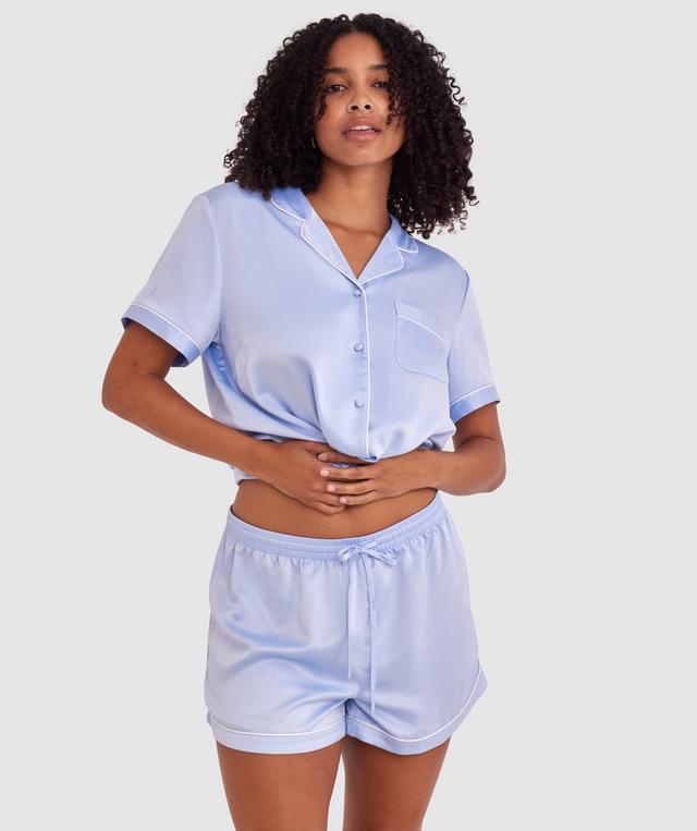 Liquid Satin Short - Pale Blue/Ivory