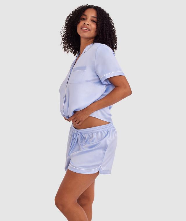 Liquid Satin Short - Pale Blue/Ivory