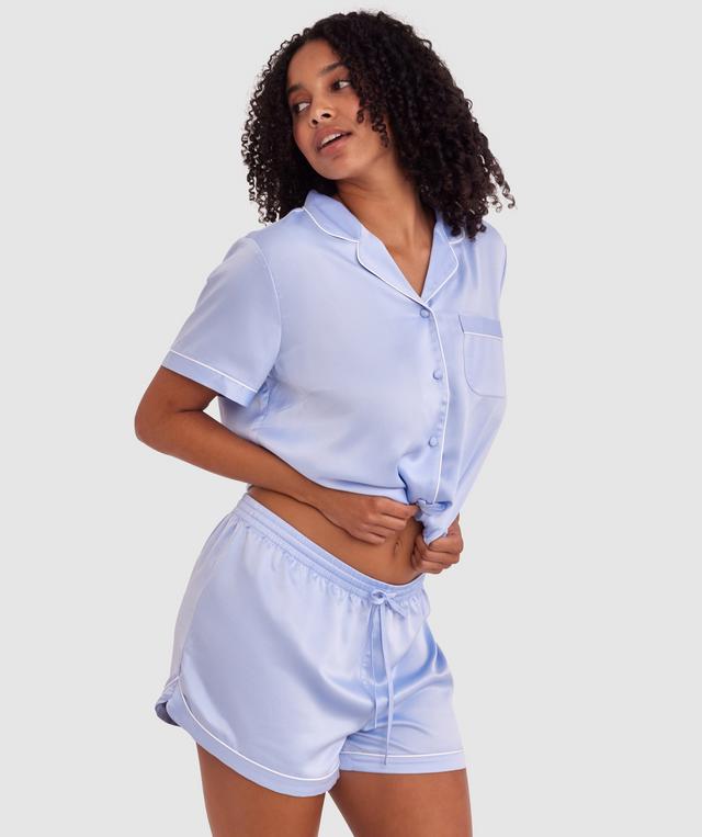 Liquid Satin Short - Pale Blue/Ivory