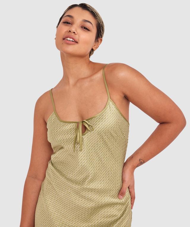 Aisha Slip - Khaki Geometric
