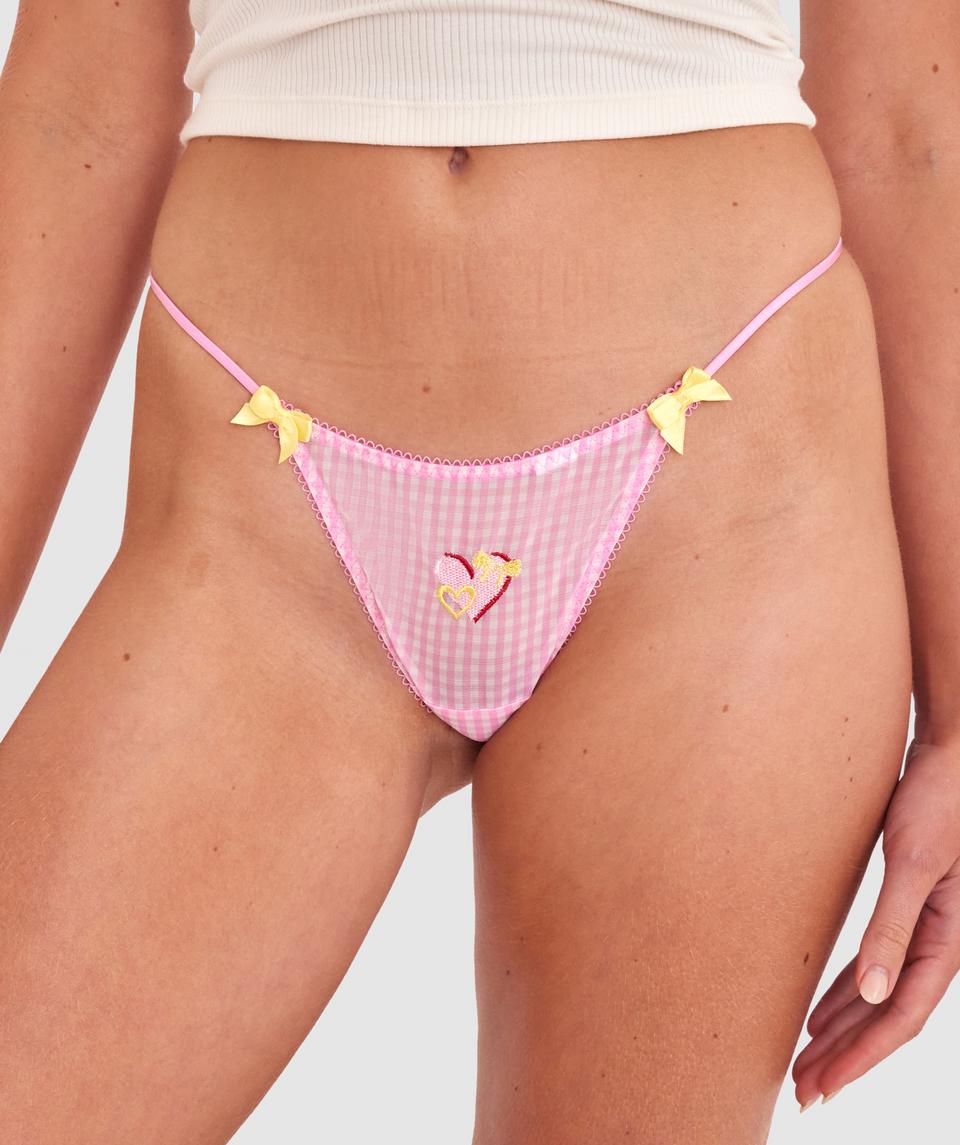 All Tied Up High Leg String - Pink