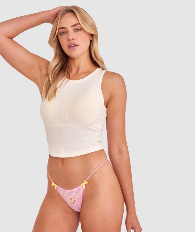 All Tied Up High Leg String - Pink