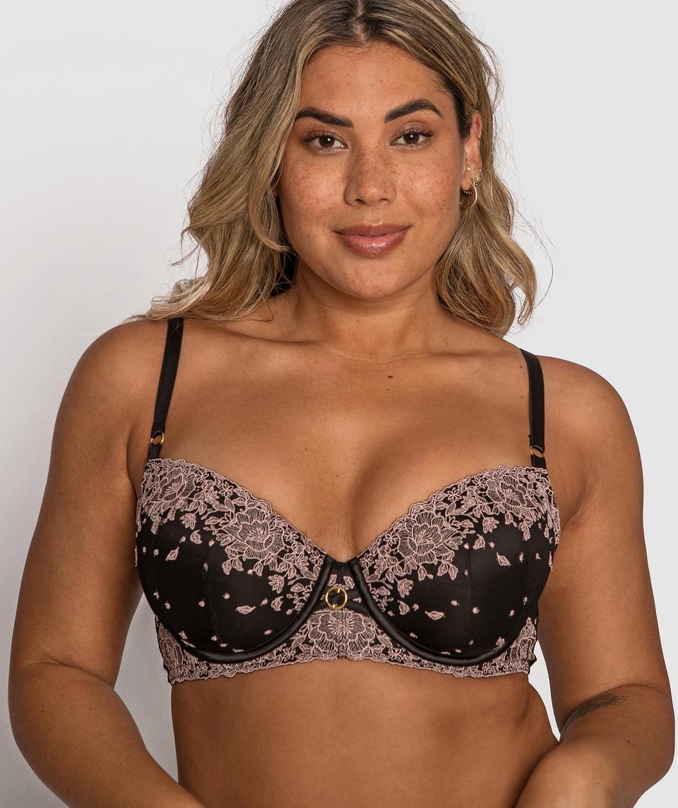 Antoinette Balconette Full Cup Bra - Black/Light Pink