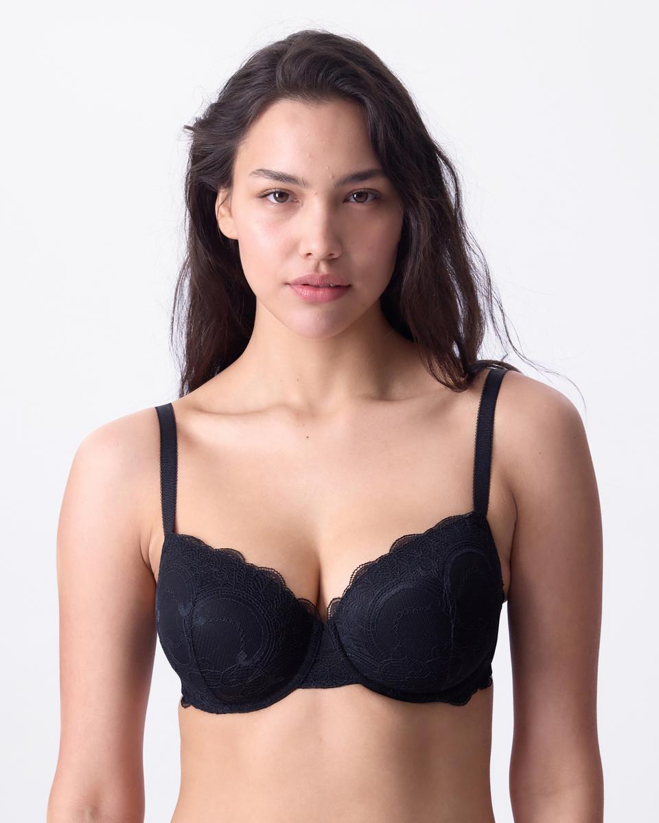 Arya Lightly Lined Balconette Bra - Black