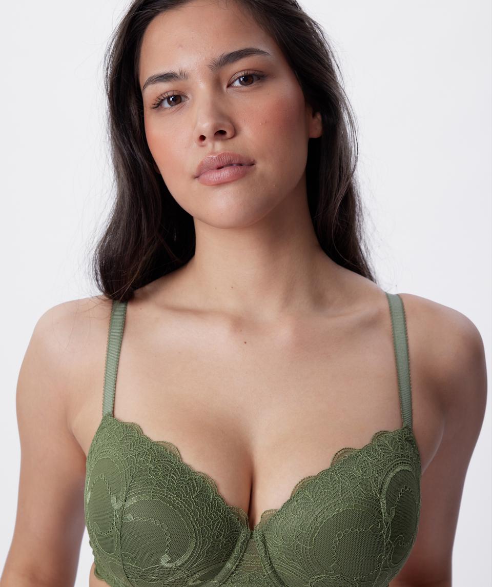 Arya Lightly Lined Balconette Bra - Khaki