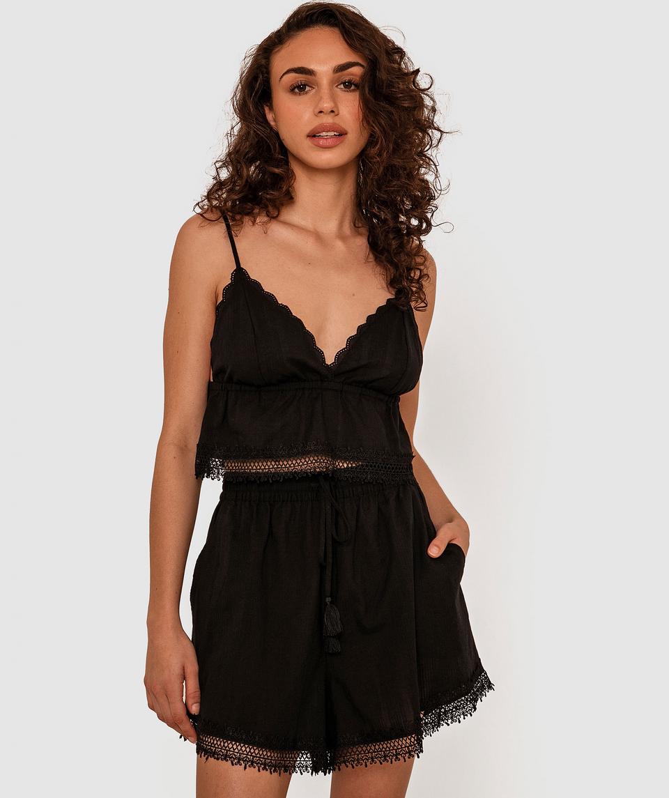 Aurelia Crop Cami - Black
