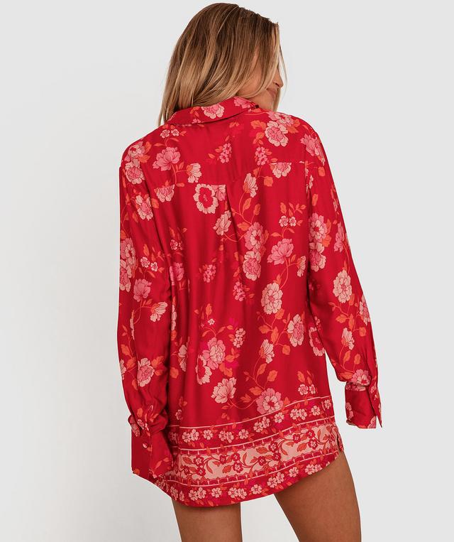 Aurelia Long Sleeve Sleep Shirt - Floral Print