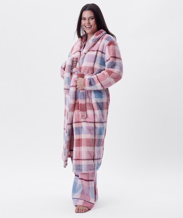 Azlin Long Gown-Print Check / Dusty Pink