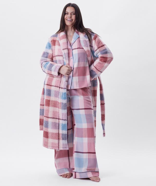 Azlin Long Gown-Print Check / Dusty Pink