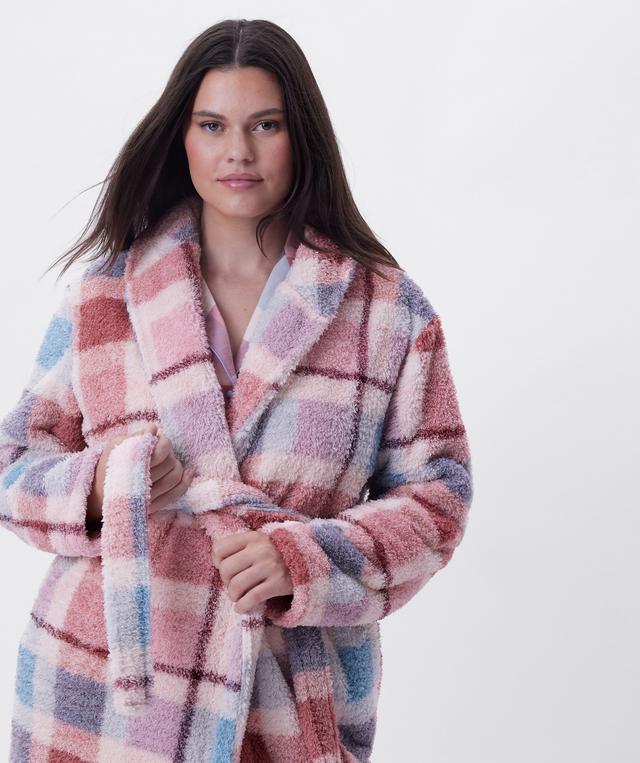 Azlin Long Gown-Print Check / Dusty Pink