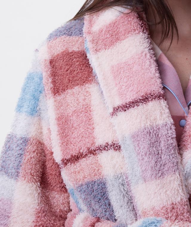 Azlin Long Gown-Print Check / Dusty Pink
