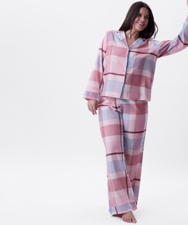 Azlin Long Pant-Print Check / Dusty Pink