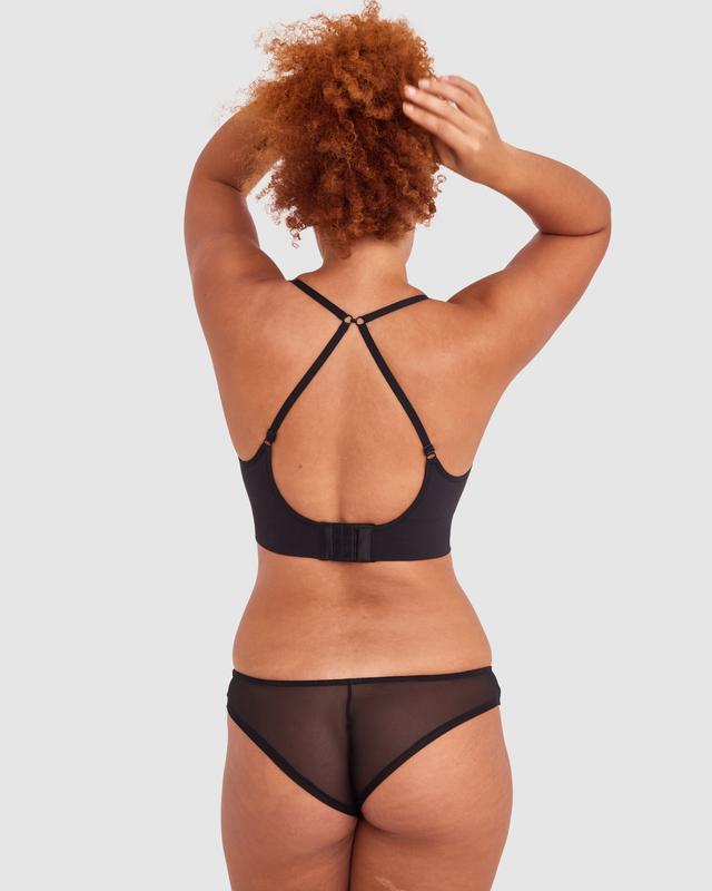 Base Layers Long Line Push Up Bra - Black