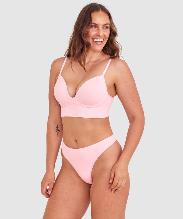Base Layers Long Line Push Up Bra - Light Pink