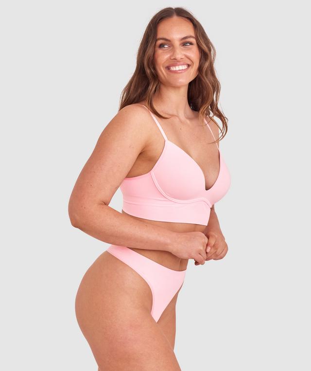 Base Layers Long Line Push Up Bra - Light Pink