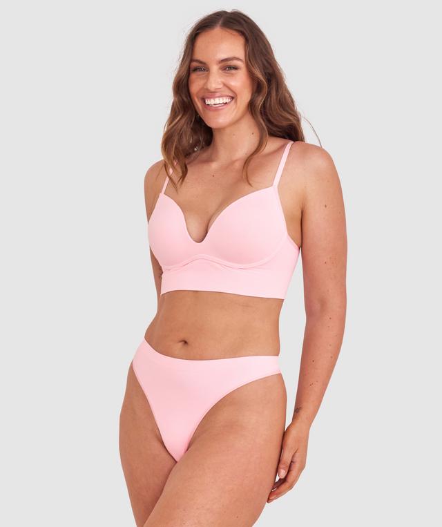 Base Layers Long Line Push Up Bra - Light Pink