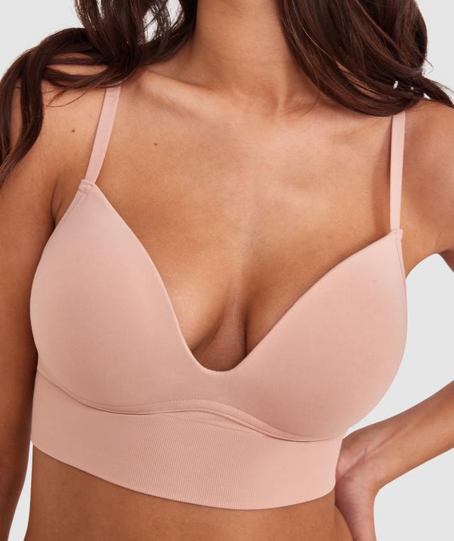 Base Layers Long Line Push Up Bra - Nude