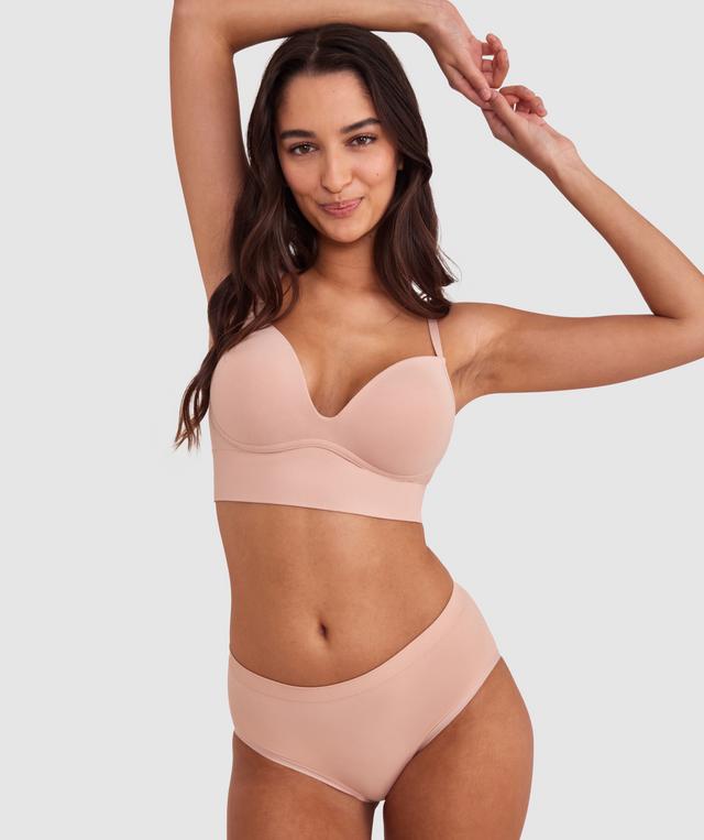 Base Layers Long Line Push Up Bra - Nude