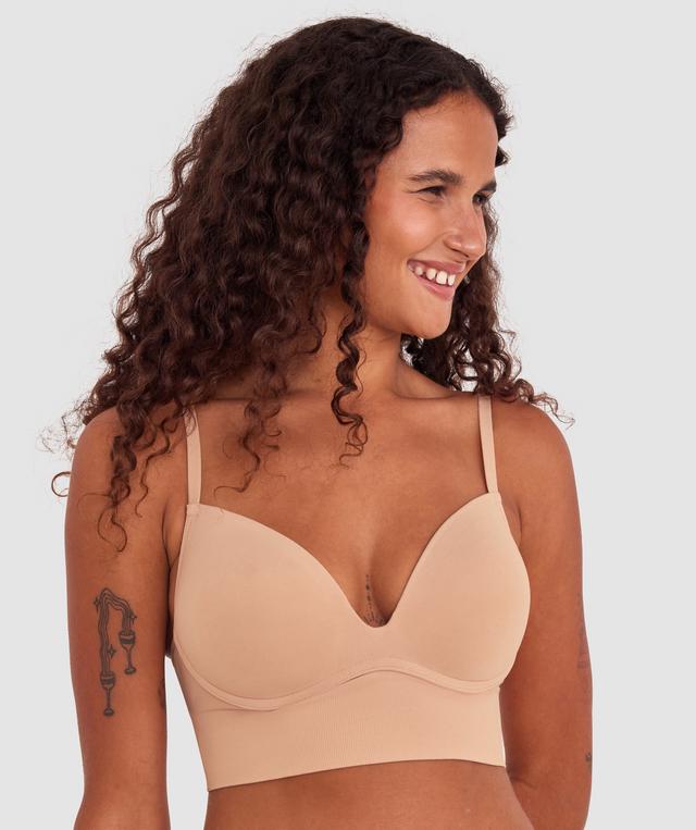 Base Layers Long Line Push Up Bra - Nude