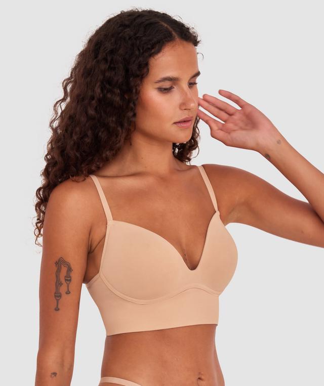 Base Layers Long Line Push Up Bra - Nude