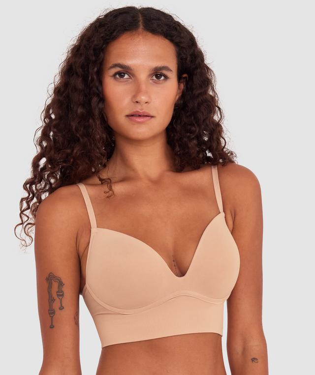 Base Layers Long Line Push Up Bra - Nude