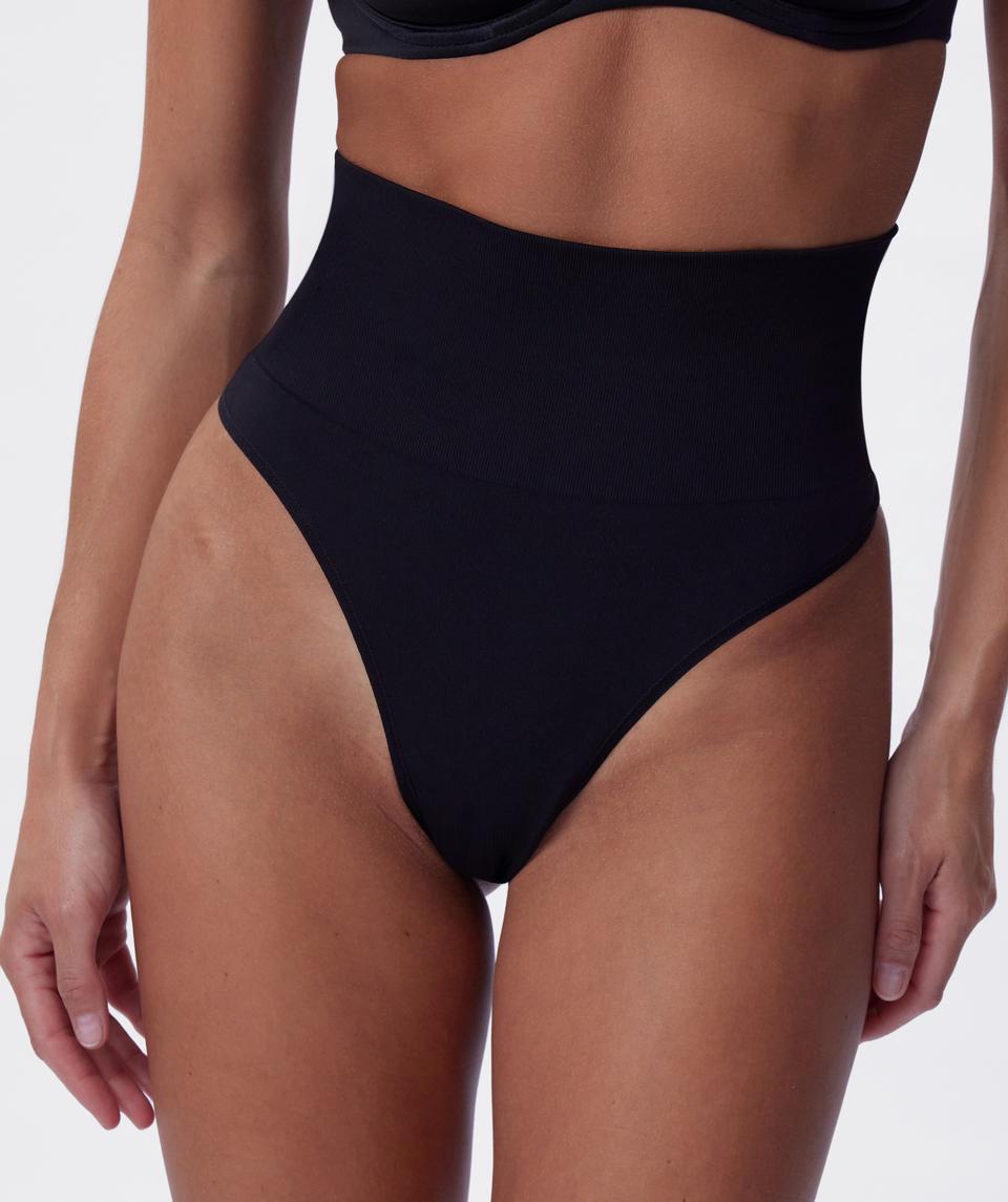 Base Layers Mid Rise G String - Black