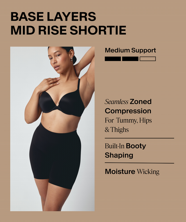 Base Layers Mid Rise Shortie - Black