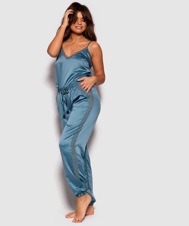 Batik Beauty Lace Trim Jogger Pants - Blue
