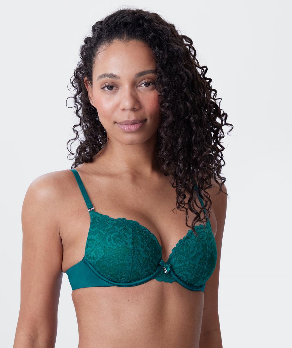 Bethany Essentials Contour Plunge Bra - Dark Green