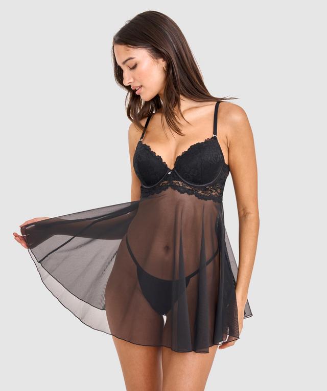 Bethany Essentials Push Up Babydoll - Black