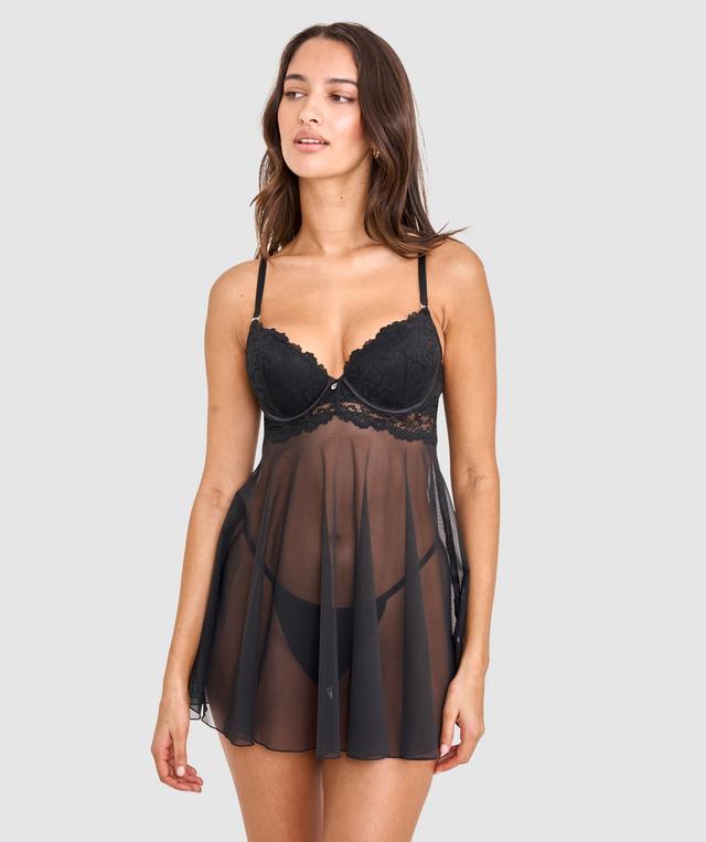 Bethany Essentials Push Up Babydoll - Black