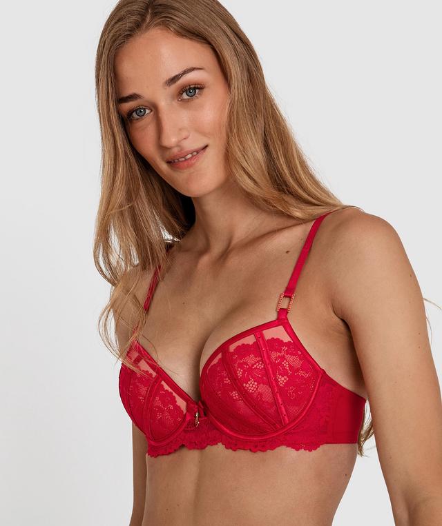 Bethany Sparkle Push Up Bra - Red