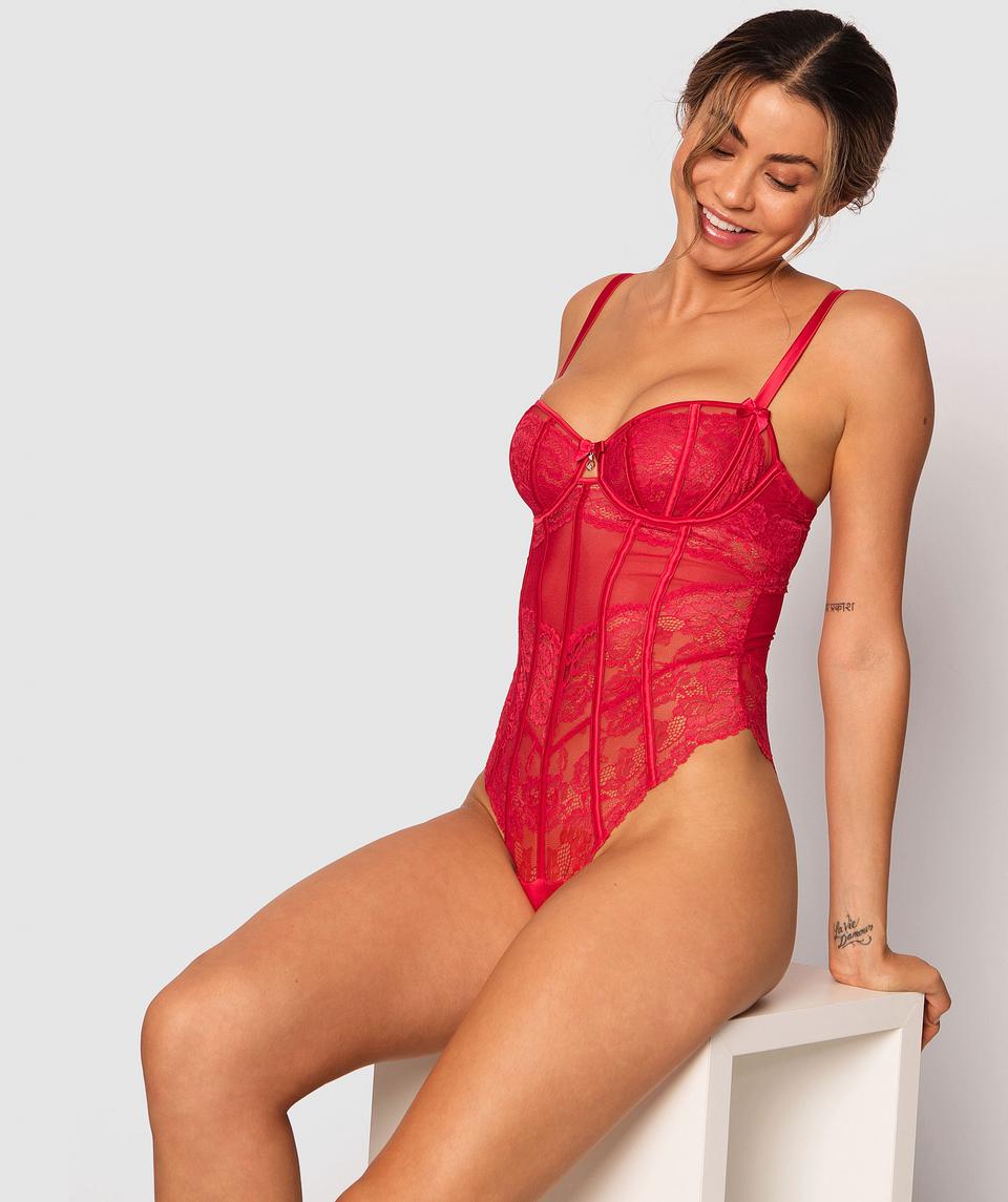 Bethany Underwire Bodysuit - Red